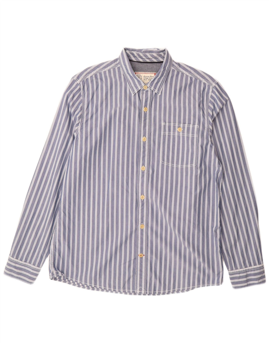Camisa masculina Fat Face grande algodão listrado azul