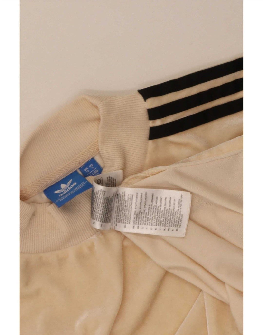 Adidas Womens Velour T-Shirt Top UK 10 Pequeno Bege Poliéster