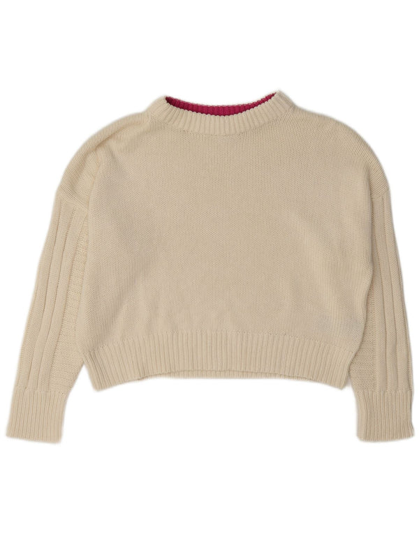 Suéter feminino Topshop com gola redonda e ajuste solto Reino Unido 12 médio off white