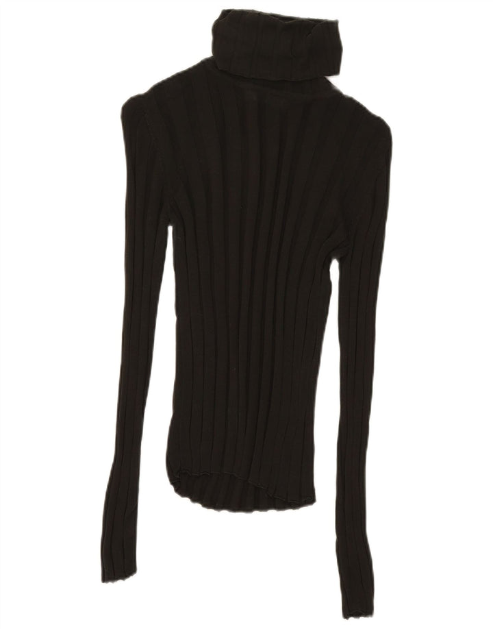 Top feminino Zara de manga comprida UK 12 Lyocell cáqui médio