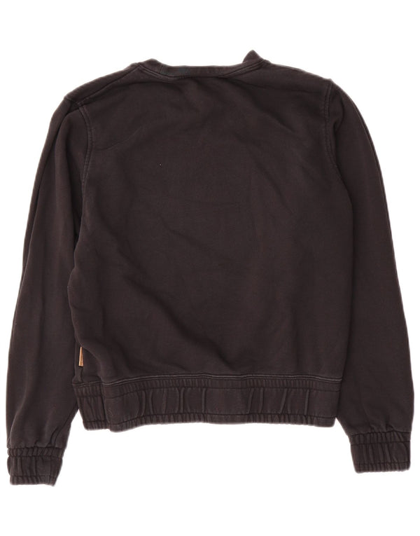 Nike feminino gráfico oversized moletom jumper UK 6 XS algodão preto