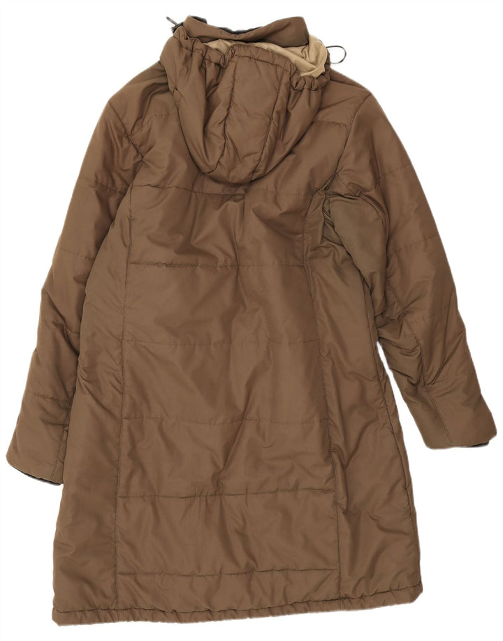 Casaco acolchoado com capuz feminino Jack Wolfskin Reino Unido 16 grande poliéster marrom