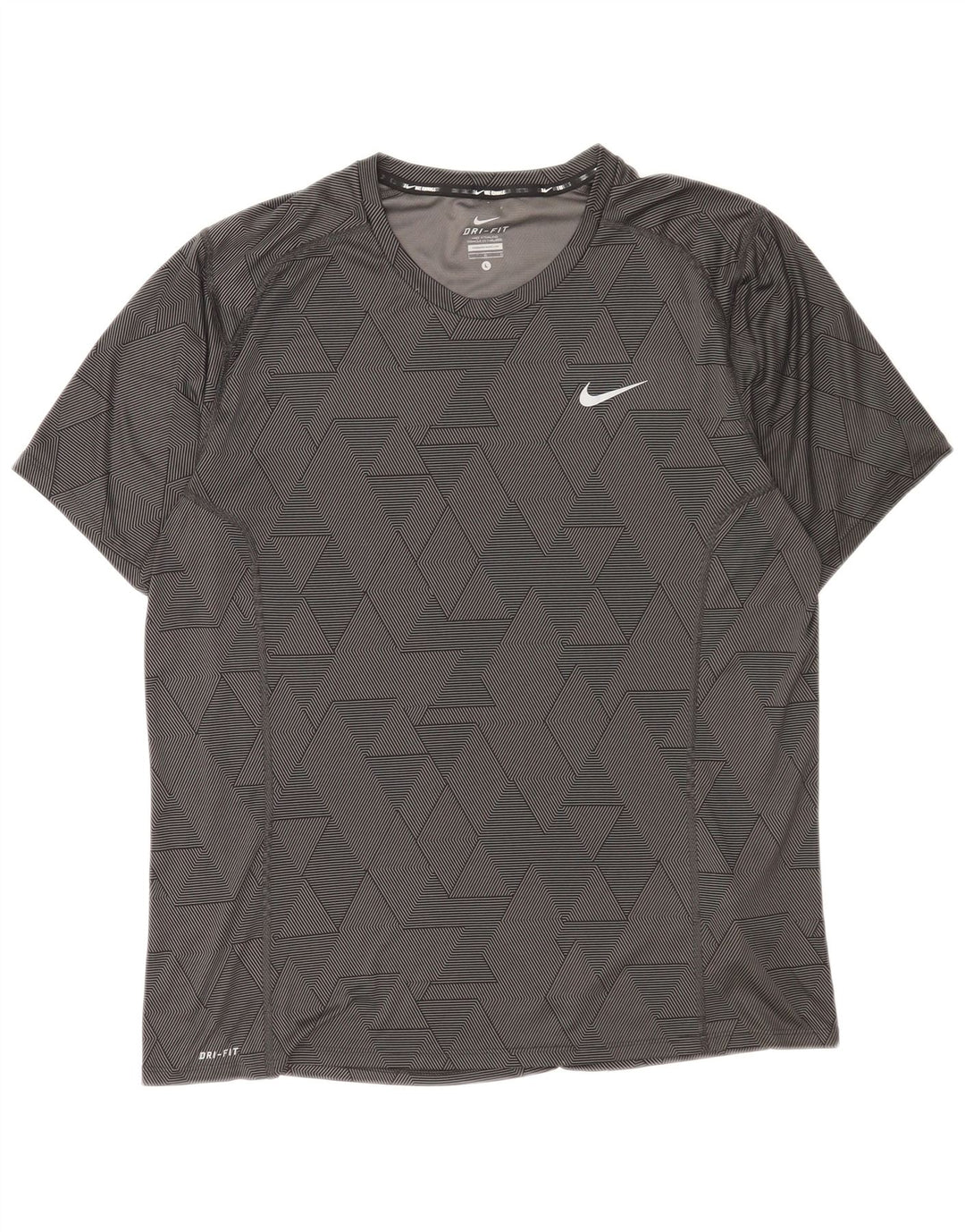 Camiseta Nike Masculina Dri Fit Top Grande Poliéster Geométrico Preto