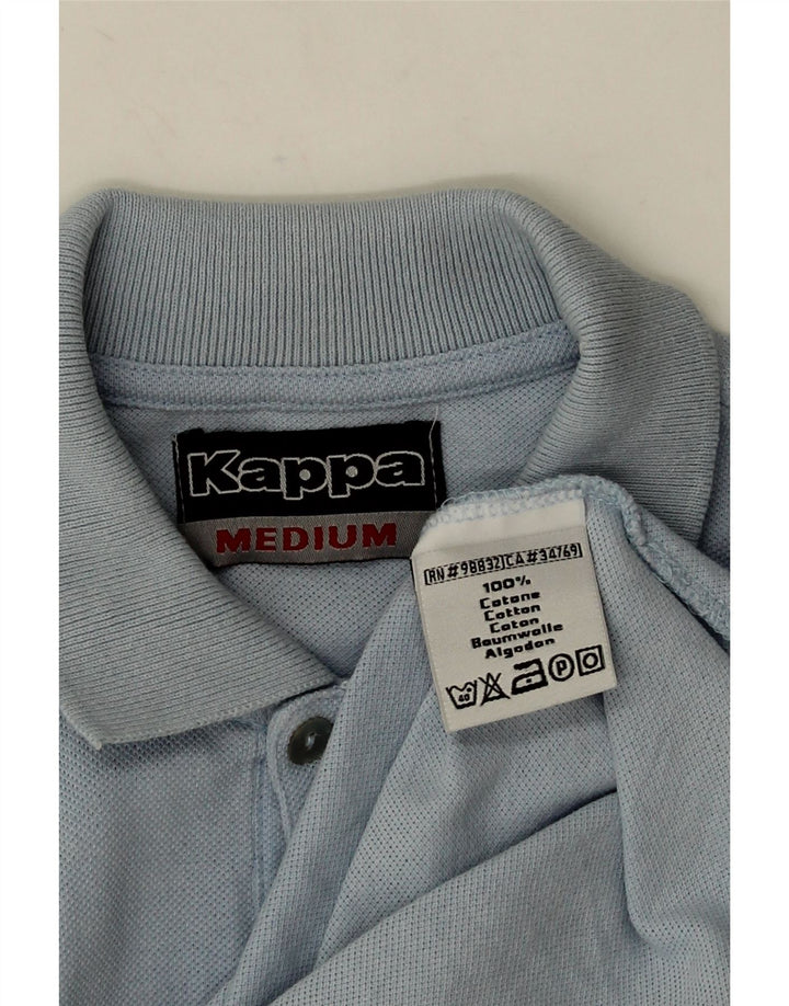 Camisa polo masculina de manga comprida Kappa algodão azul médio