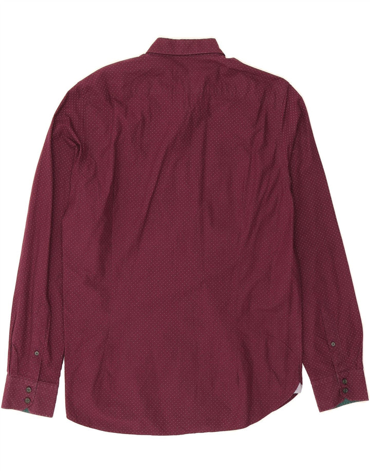 TED BAKER Mens Shirt Size 5 XL Burgundy Spotted Cotton Vintage Ted Baker and Second-Hand Ted Baker from Messina Hembry 