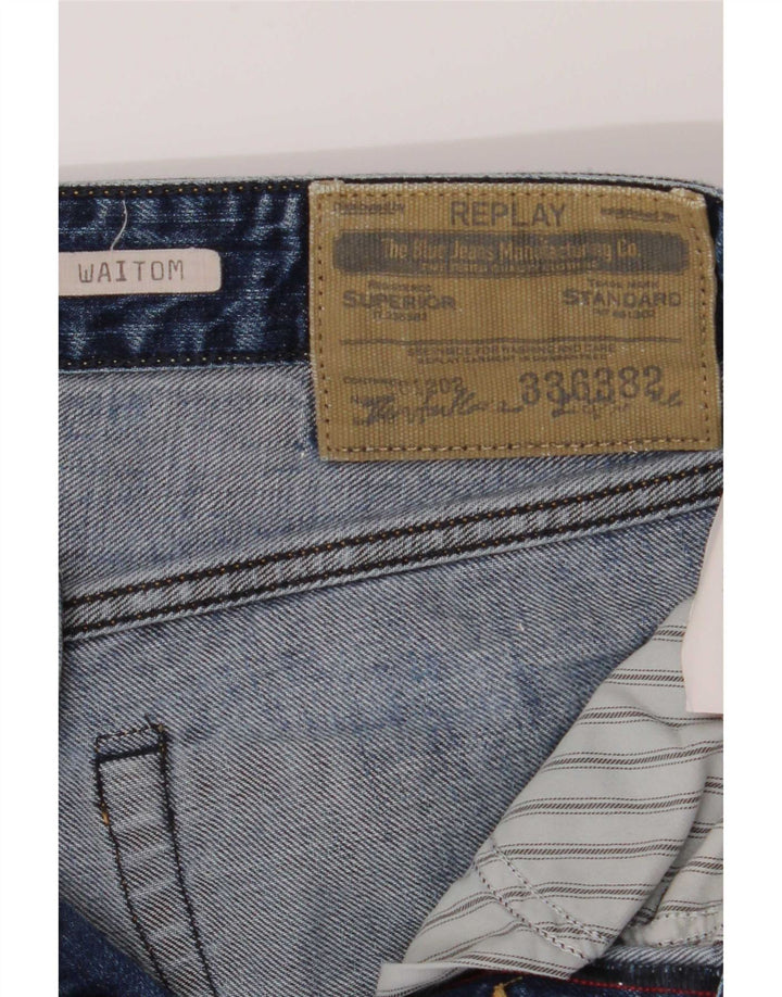 Replay Mens Waitom Slim Jeans W29 L32 Azul Algodão