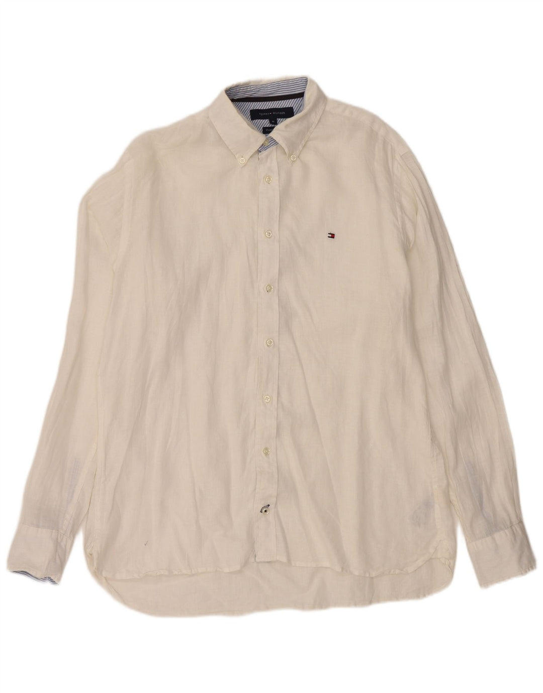 Camisa masculina TOMMY HILFIGER de linho branco médio