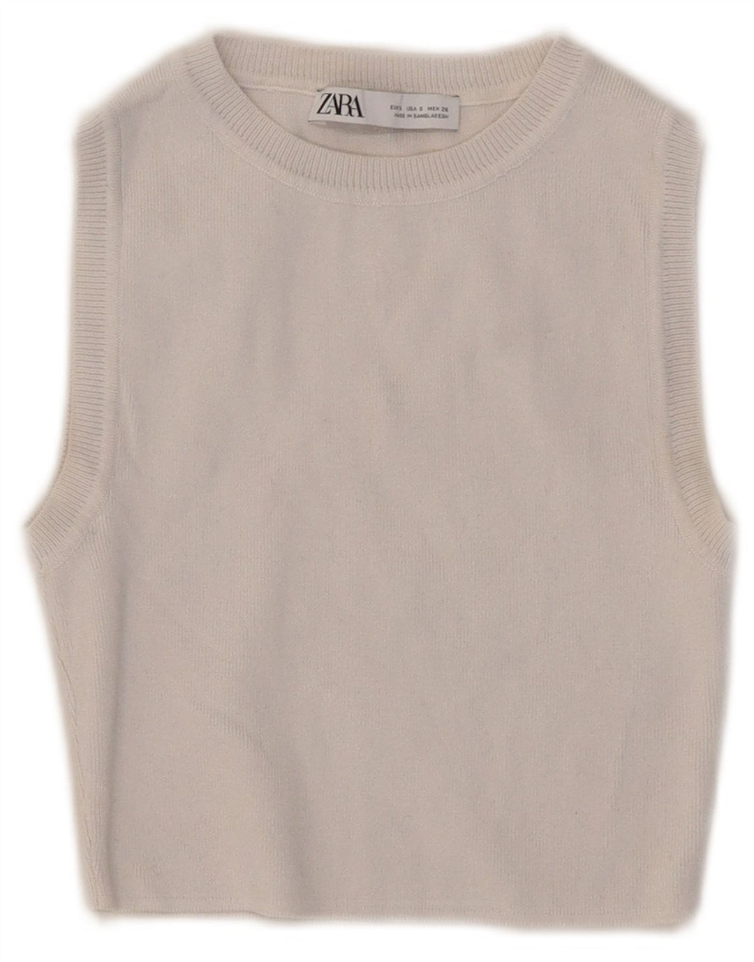 Zara Womens Crop Vest Top UK 8 Pequeno Branco