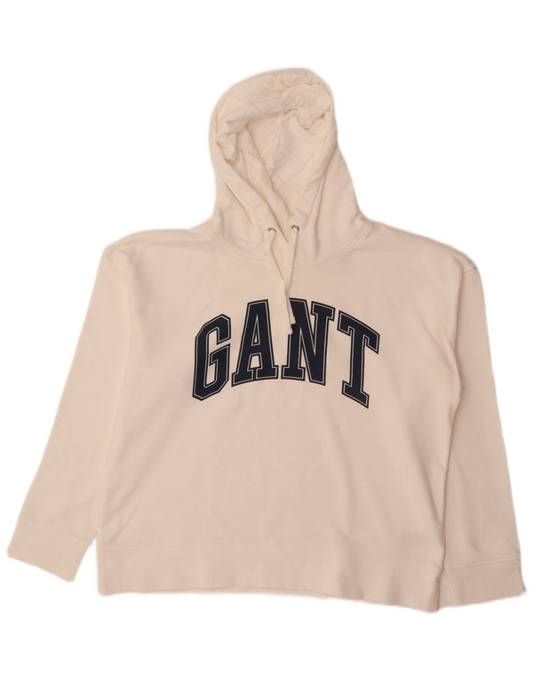 Suéter feminino com capuz gráfico Gant UK 18 XL algodão branco