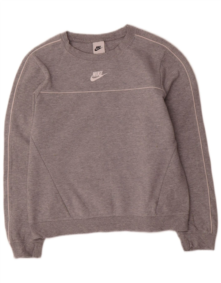 Moletom feminino oversized Nike UK 10 pequeno algodão manchado cinza