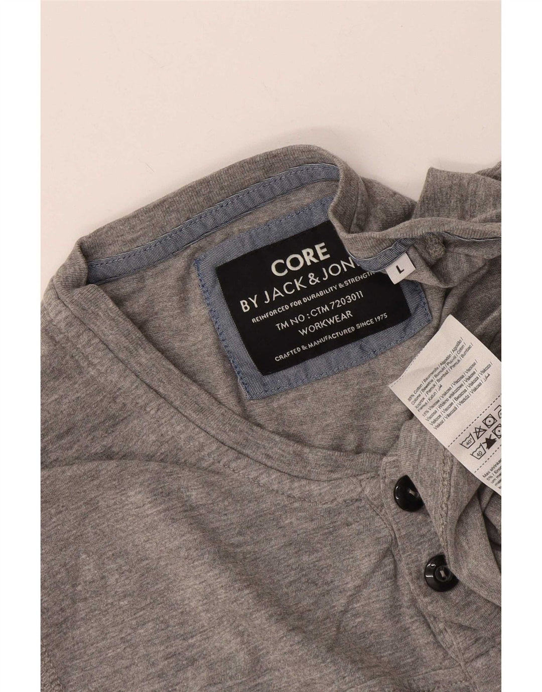 Jack & Jones Camiseta masculina de manga comprida grande algodão manchado cinza
