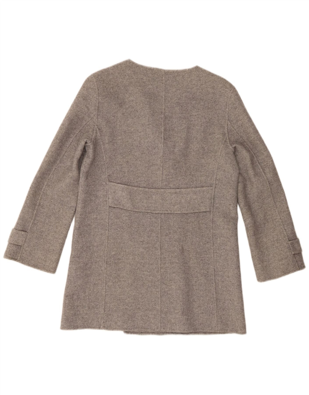 Casaco feminino Zara com peito duplo Reino Unido 14 lã cinza médio