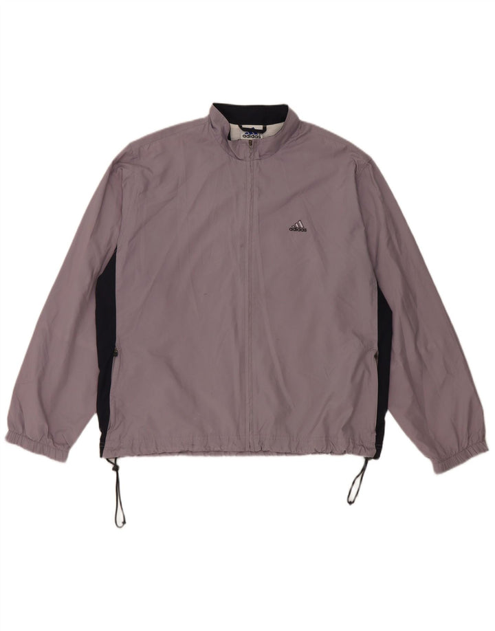 Adidas Womens Tracksuit Top Jacket UK 14 Grande Roxo Colorblock Poliéster