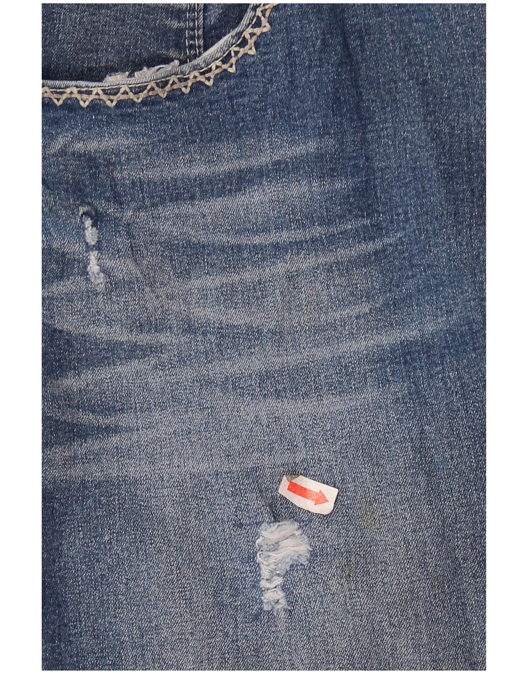 Bermuda feminina jeans desgastada LEVI'S EUA 13 grande W32 algodão azul