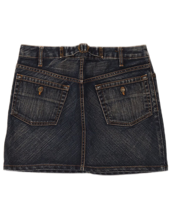 Mini saia jeans feminina Massimo Dutti EU 36 XS W26 algodão azul