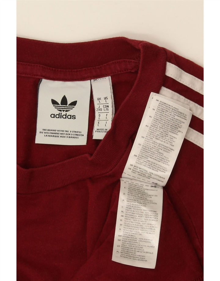 Adidas Mens Camiseta Top Grande Algodão Vermelho