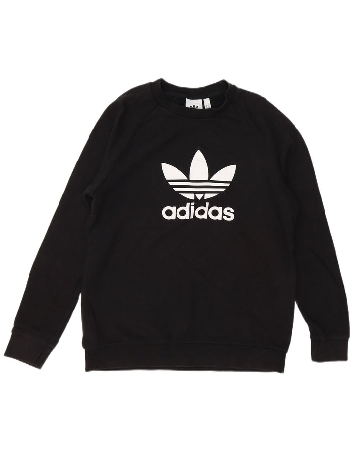 ADIDAS Mens Graphic Sweatshirt Jumper Médio Algodão Preto