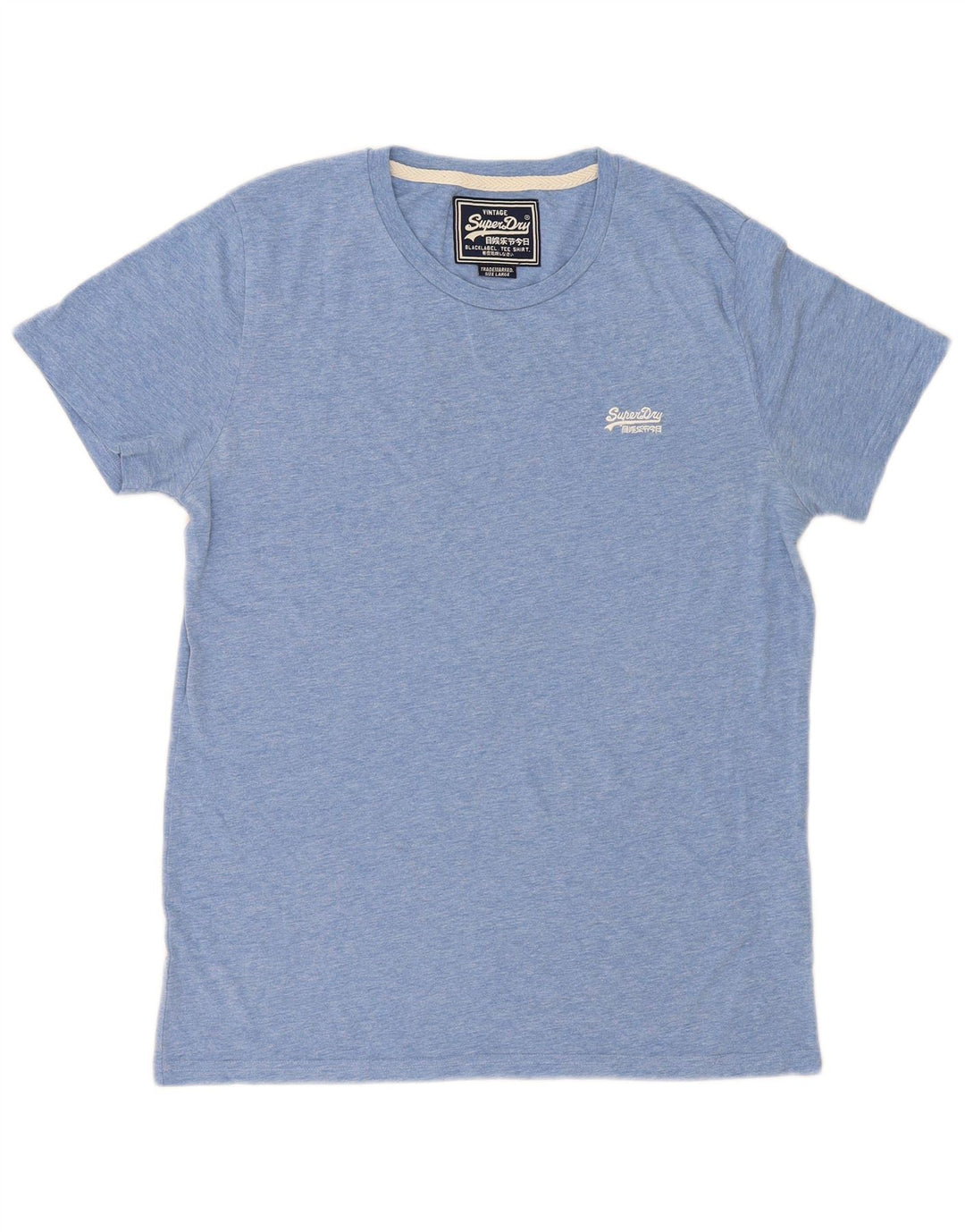 Camiseta masculina Superdry Top grande algodão manchado azul