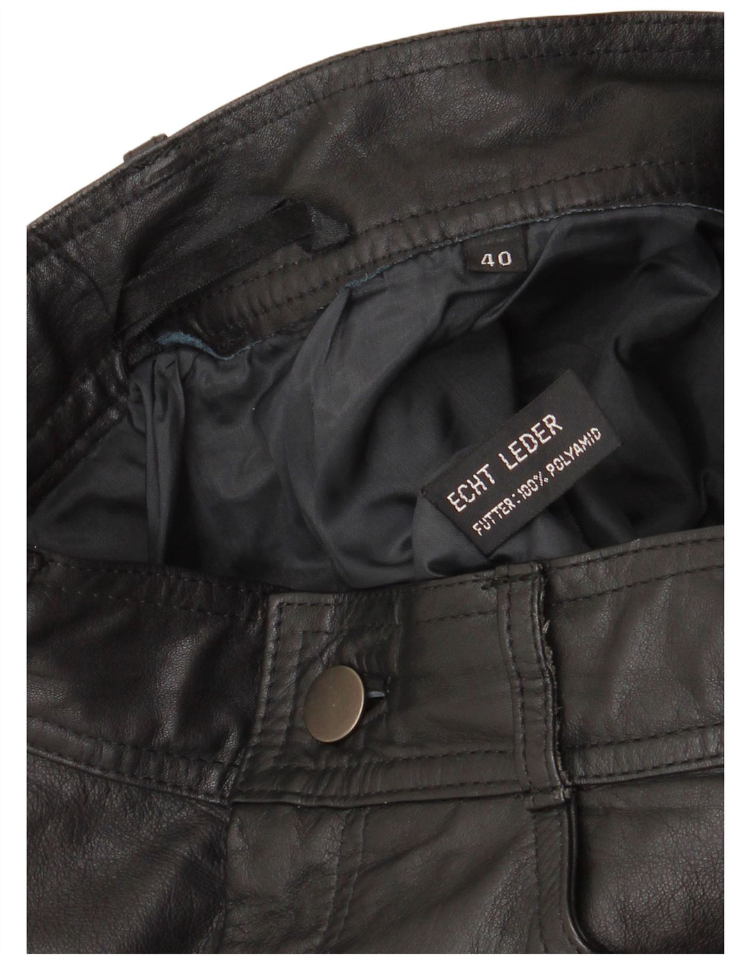 Saia feminina de couro VINTAGE EU 40 médio W28 couro preto