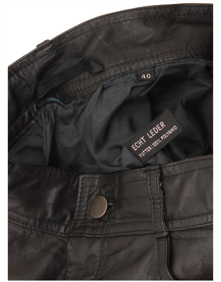 Saia feminina de couro VINTAGE EU 40 médio W28 couro preto