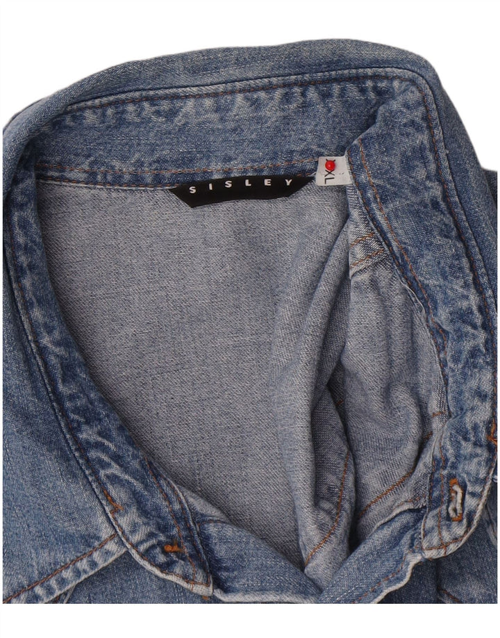 Camisa jeans masculina SISLEY 2XL algodão azul