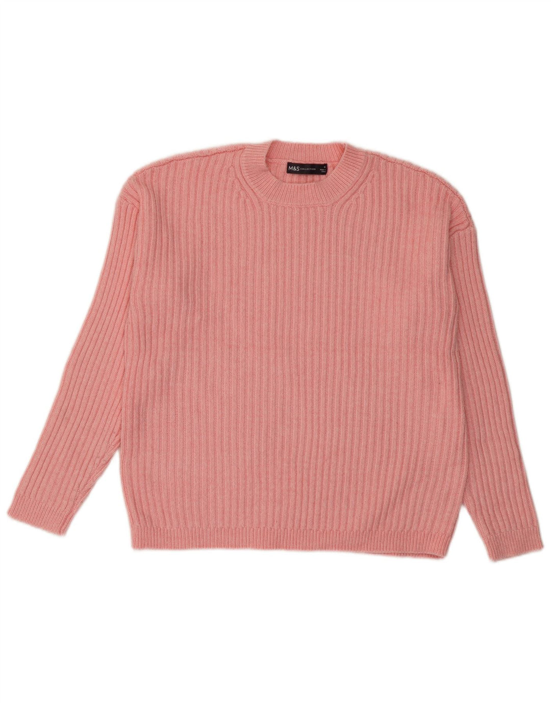 Suéter feminino Marks & Spencer com gola redonda Reino Unido 14 poliéster rosa médio