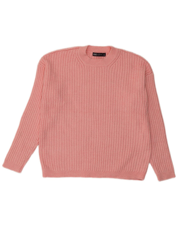Suéter feminino Marks & Spencer com gola redonda Reino Unido 14 poliéster rosa médio