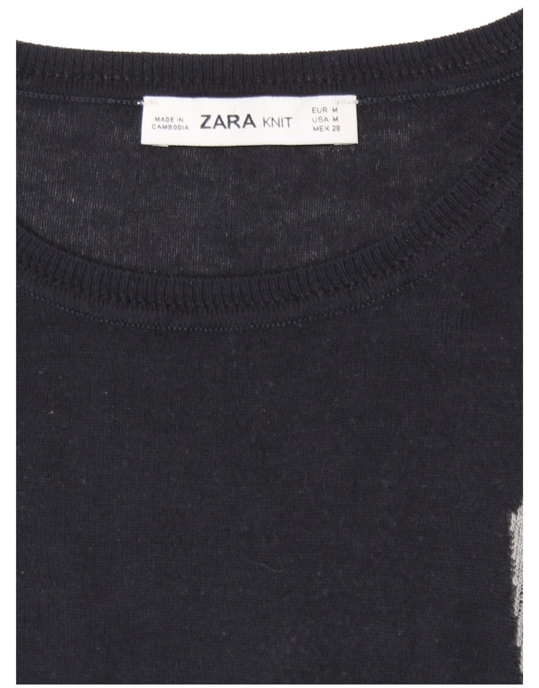 Zara Suéter feminino com gola redonda e gola redonda UK 14 bloco colorido preto médio
