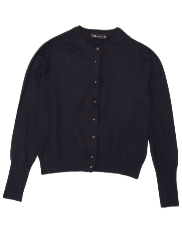 Suéter cardigã feminino Marks & Spencer Reino Unido 10 pequeno azul marinho viscose