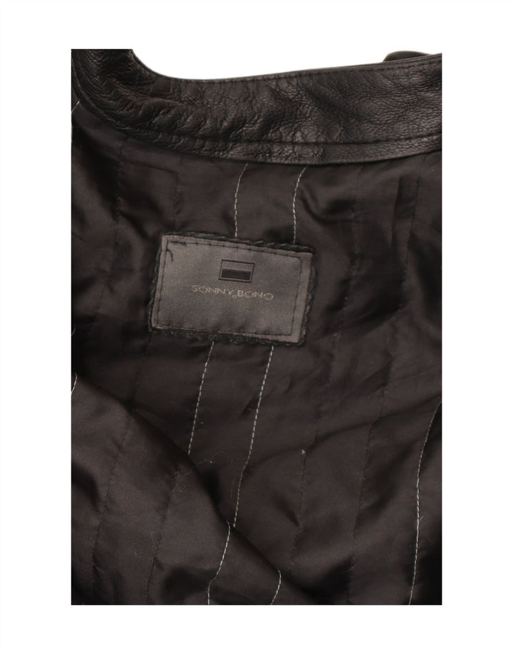 Jaqueta bomber masculina de couro Sonny Bono Reino Unido 38 média preta