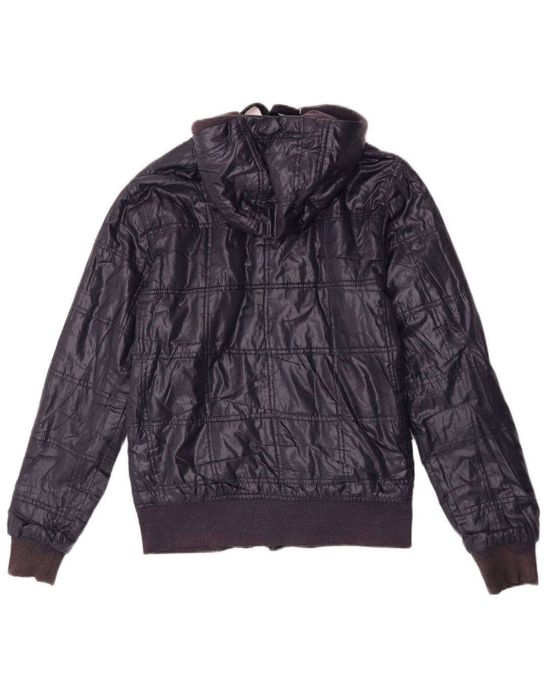 Jaqueta bomber masculina Zara com capuz UK 36 pequena azul marinho