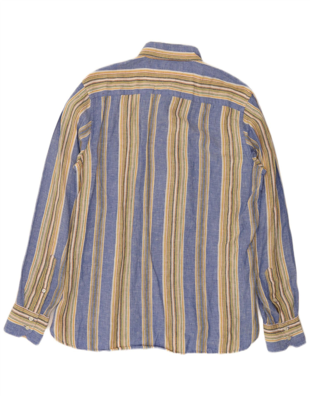 Camisa masculina Tommy Hilfiger de linho listrado azul médio