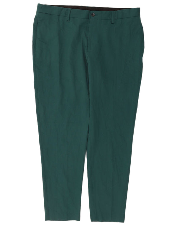 Zara Mens Slim Chino Calças EU 46 XL W36 L28 Verde Viscose