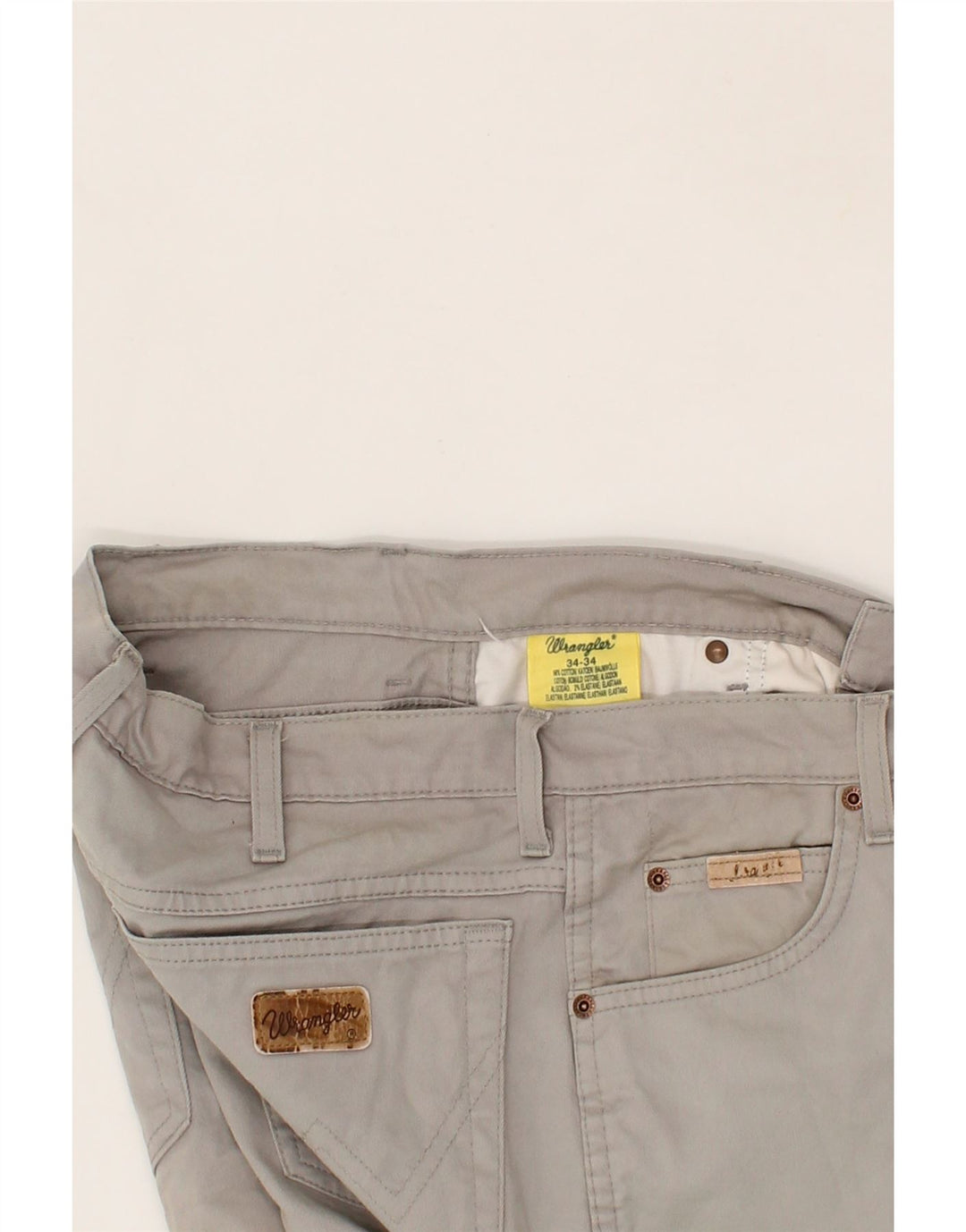 WRANGLER Mens Straight Casual Trousers W34 L26 Grey Cotton Vintage Wrangler and Second-Hand Wrangler from Messina Hembry 