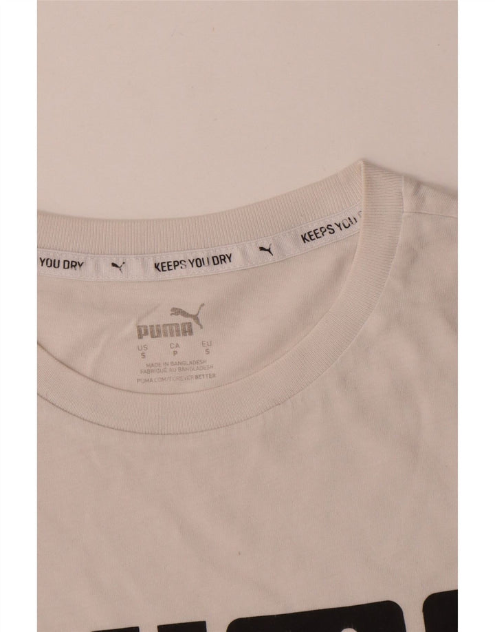 Puma Mens Graphic T-Shirt Top Pequeno Algodão Branco