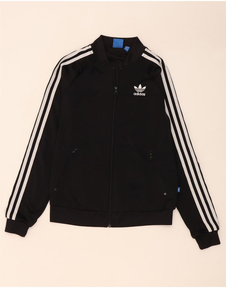 Adidas Womens Graphic Tracksuit Top Jacket UK 8 Pequeno Poliéster Preto