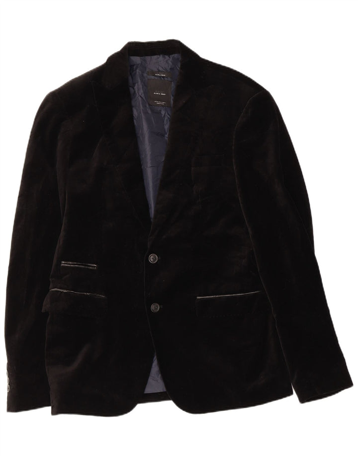 Jaqueta blazer masculina de veludo com 2 botões Zara EU 40 algodão preto médio