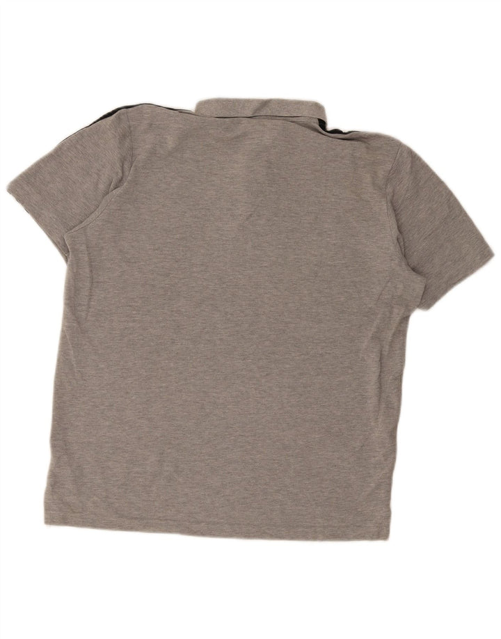 Camisa polo masculina Adidas pequena algodão manchado cinza