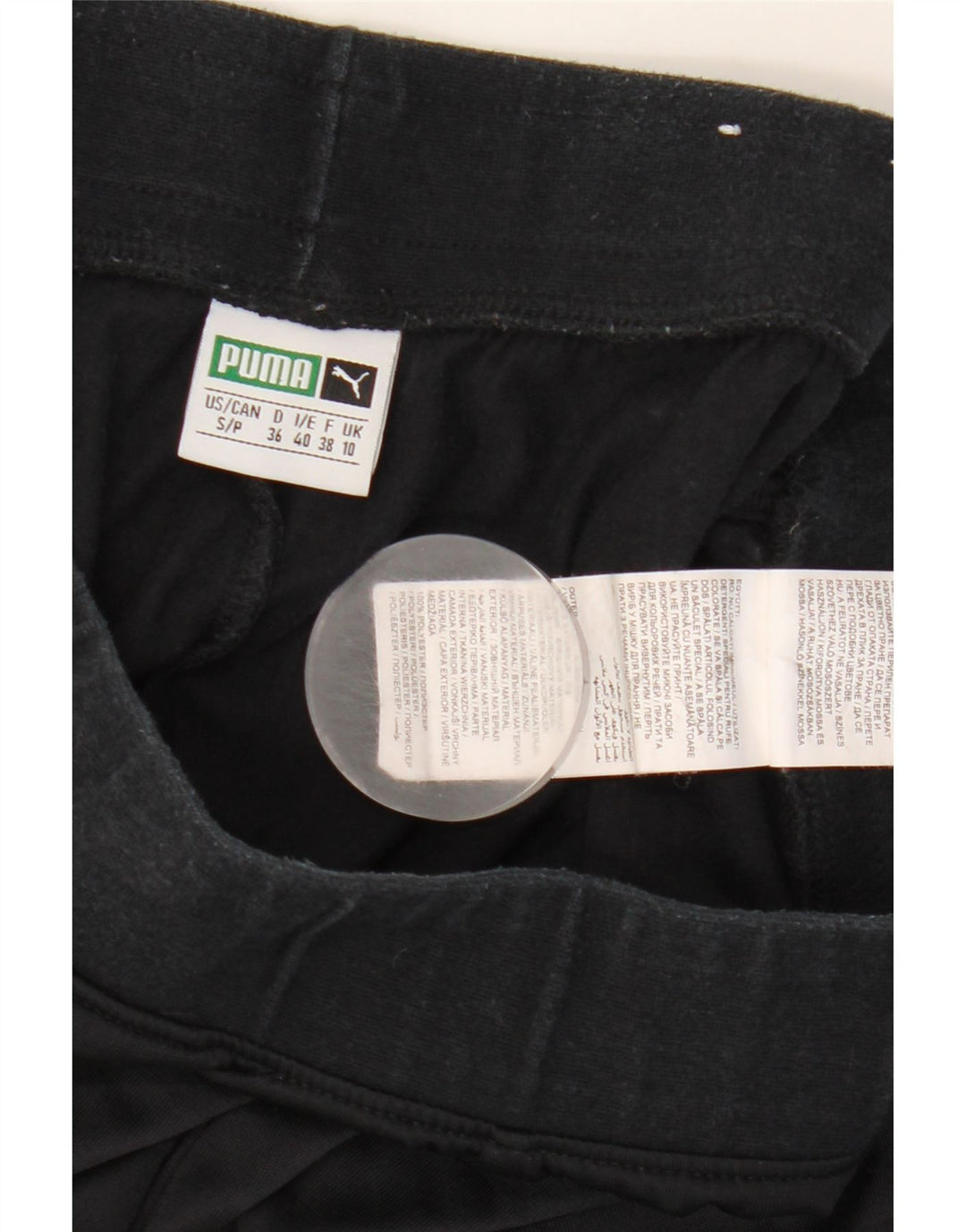 Calça de treino feminina Puma Joggers UK 10 pequena listrada preta de poliéster