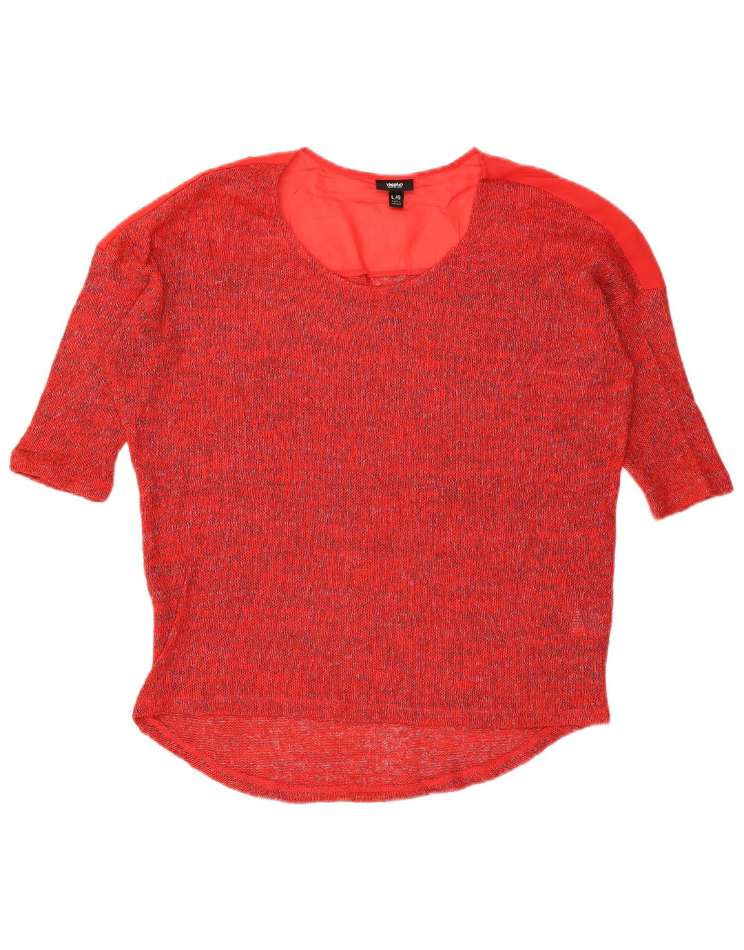 Suéter feminino MOSSIMO manga 3/4 com gola redonda Reino Unido 16 grande vermelho manchado