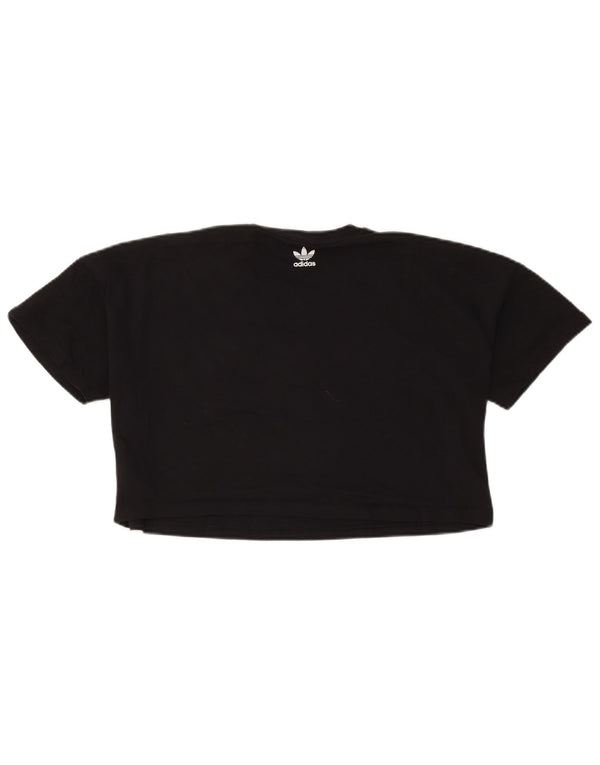 Adidas Womens Crop Oversized Graphic T-Shirt Top Reino Unido 8 Pequeno Algodão Preto