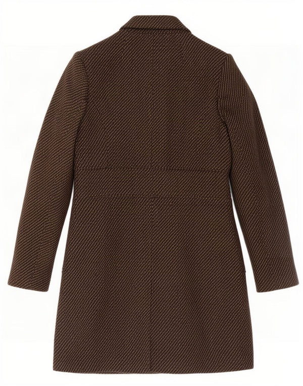 Casaco feminino Calvin Klein com peito duplo UK 12 poliéster marrom médio