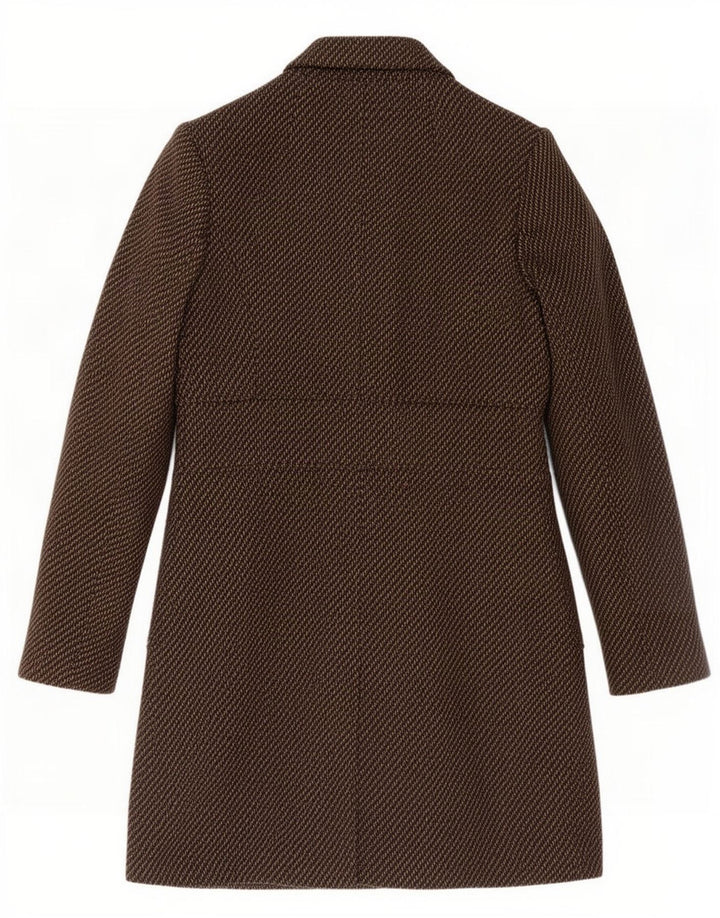 Casaco feminino Calvin Klein com peito duplo UK 12 poliéster marrom médio