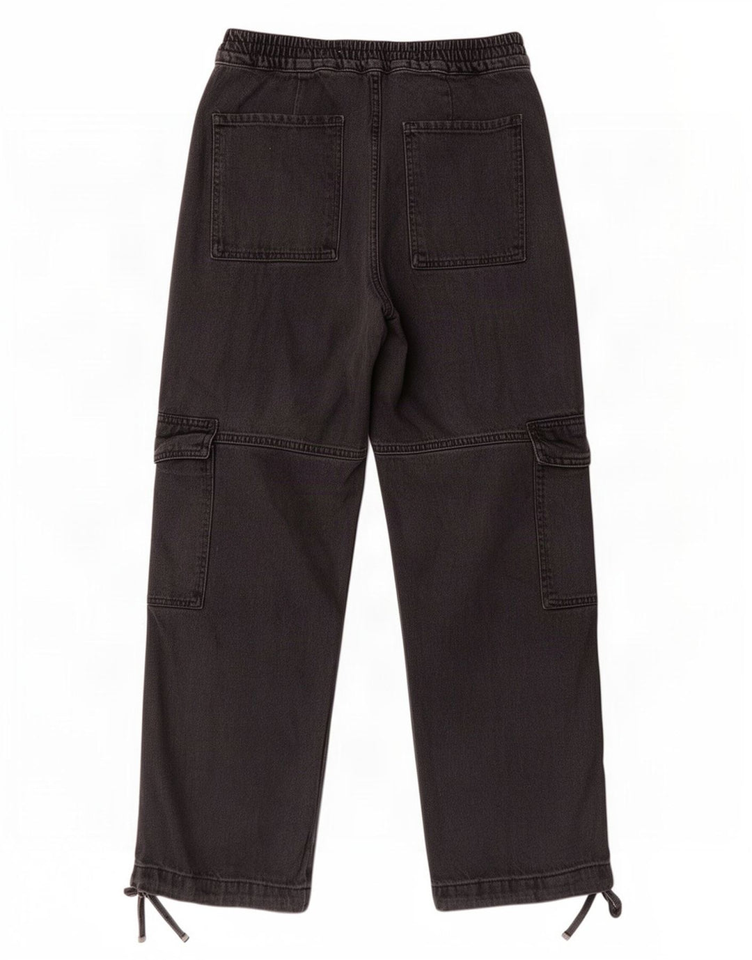 Calça jeans feminina Zara Cargo Wide Leg pequena W26 L28 preta