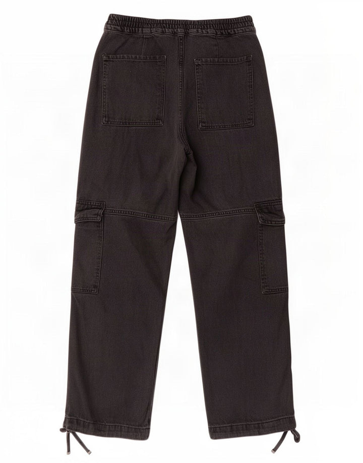 Calça jeans feminina Zara Cargo Wide Leg pequena W26 L28 preta