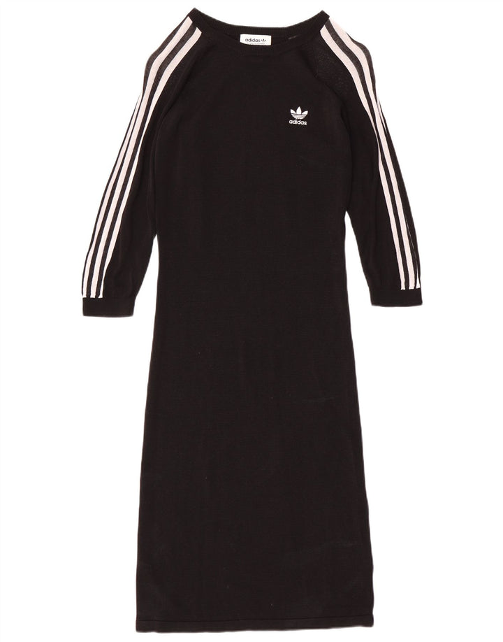 Vestido jumper feminino adidas manga 3/4 UK 14 médio preto rayon