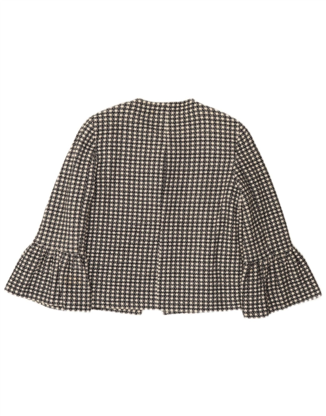 Jaqueta blazer feminina Zara com 1 botão e manga 3/4 Reino Unido 10 pequena xadrez preta