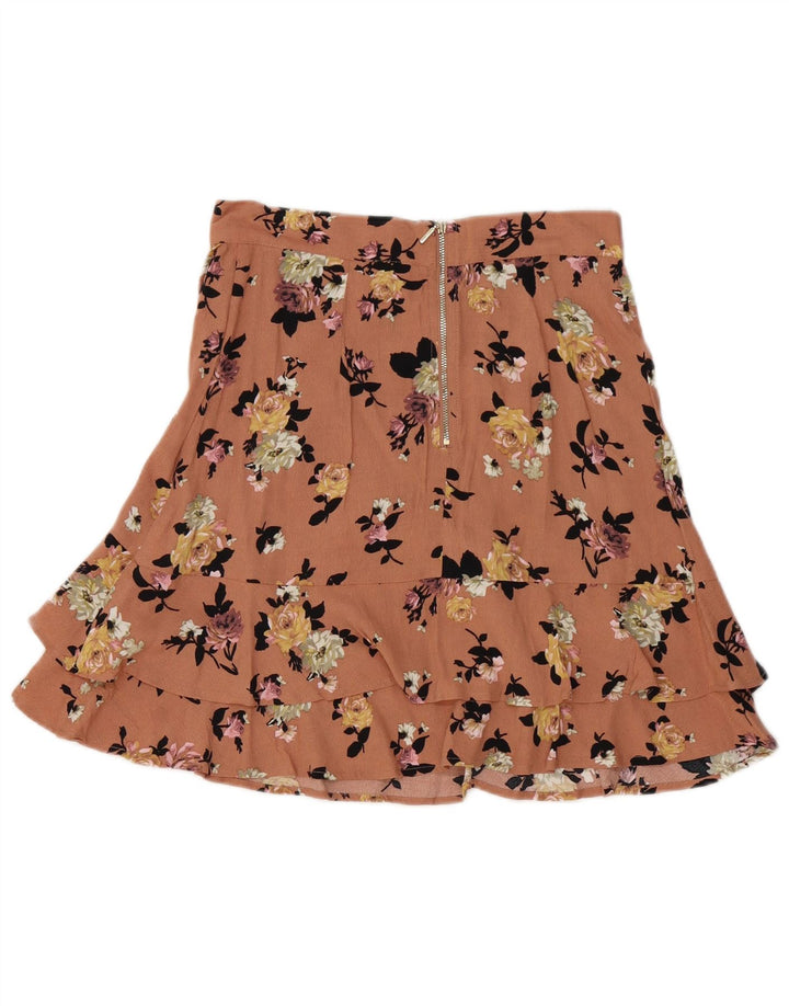 Minissaia feminina Oasis Reino Unido 8 pequena W28 viscose floral rosa