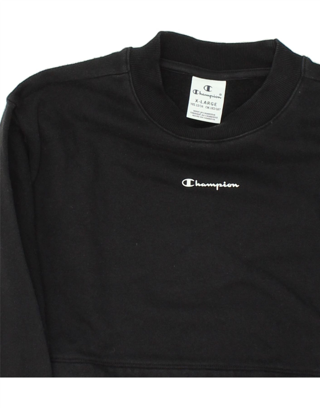 CHAMPION Girls Sweatshirt Jumper 13-14 Years XL Black Cotton Vintage Champion and Second-Hand Champion from Messina Hembry 