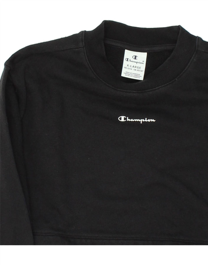 CHAMPION Girls Sweatshirt Jumper 13-14 Years XL Black Cotton Vintage Champion and Second-Hand Champion from Messina Hembry 